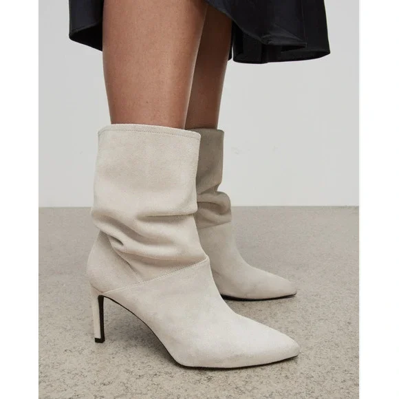 Booties Allsaints White Boots All Saints Ariel Front Zip Leather